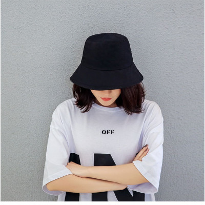 Mũ BUCKET trơn đen, thời trang unisex