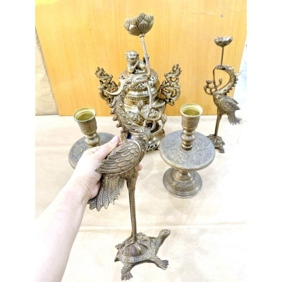 ĐỈNH NGŨ SỰ 42 CM NẶNG 11 KG CHẤT LIỆU BẰNG ĐỒNG 