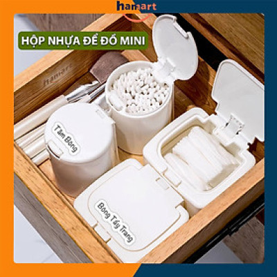 Hộp Đựng Tăm Bông Tẩy Trang Mini Storage Box Nhựa ABS Nắp Kín Tự Động Chống Ẩm Mốc
