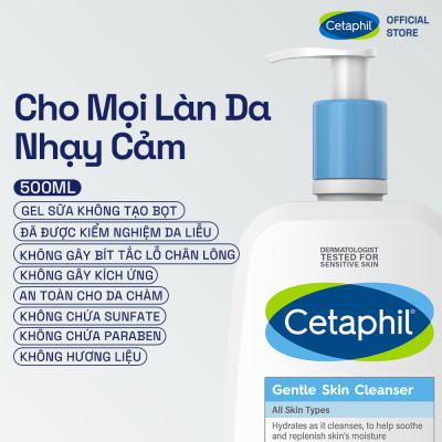 Combo 3 Bước Cetaphil Chăm Da Dịu Lành: Sữa rửa mặt 500ML + Kem dưỡng ẩm 50G + Gel chống nắng SPF50+