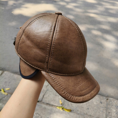 Mũ/ Nón lưỡi trai nam da bò cao cấp BHY2103 phom cứng rộng, có che tai. Nón da thu đông