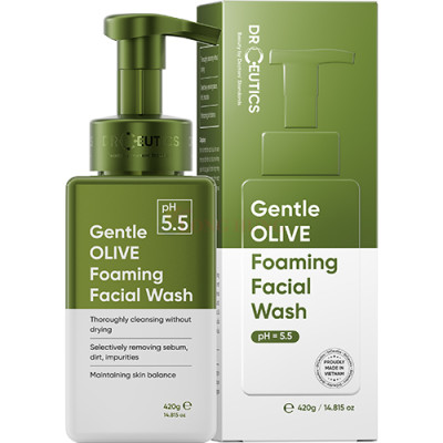 Sữa rửa mặt tạo bọt DrCeutics Gentle Olive Foaming (420g) - Hàng chính hãng