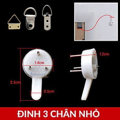COMBO 2 Đinh 4 Chân Móc Nhựa Treo Tường Đinh Treo Tranh Ảnh Tiện Lợi Chịu Lực 3-5kg