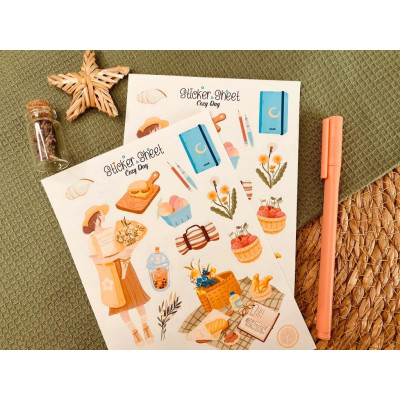Sticker sheet cozy day - chuyên dán, trang trí sổ nhật kí, sổ tay | Bullet journal sticker