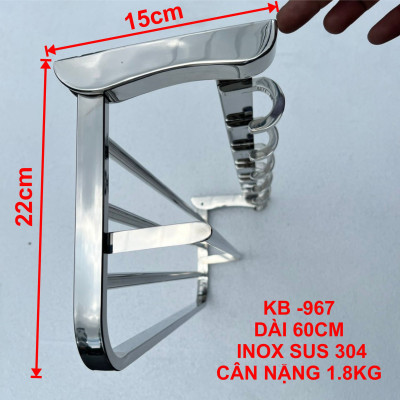 Mẫu Máng Khăn Đa Năng Cao Cấp Kibath Đế Đúc Móc Đúc Inox 304 KB-967