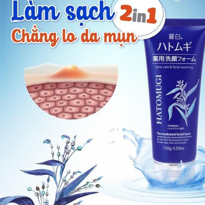 Sữa rửa mặt trắng da Hatomugi Cleansing Foam hạt Ý Dĩ
