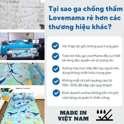 Ga chống thấm thun Lụa loại 1 chính hãng LoveMama không nóng, mềm mại thoáng mát