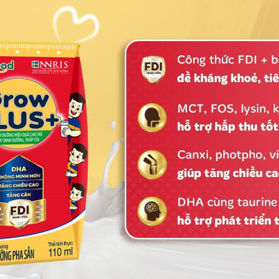 Thùng Sữa bột Pha Sẵn GrowPLUS+ Suy Dinh Dưỡng (đỏ) (48 hộp 110ml)