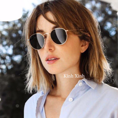 Kính râm Mắt Tròn Nhỏ Tròng Thủy Tinh Chống Vỡ Cao Cấp
