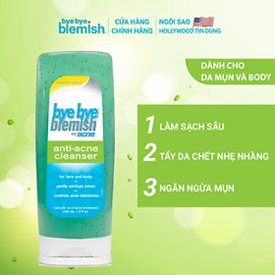 Sữa rửa mặt BHA 2% ngăn ngừa và giảm mụn cho da dầu mụn Bye Bye Blemish Anti-Acne Cleanser 236ml