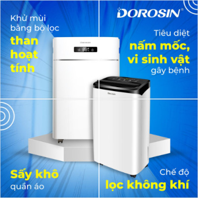 Máy hút ẩm gia dụng chính hãng Dorosin 618C (40m2)/Công suất hút ẩm 18 lít /ngày - Cảm biến điện tử thông minh - Độ ồn thấp