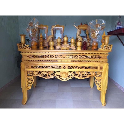 án gian bàn thờ gỗ mít ta chân 14cm hàng Pu hoàn thiện