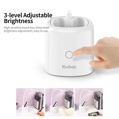 Đèn bàn LED Yoobao E3 chăm sóc mắt có thể sạc lại với Điều khiển cảm ứng 3 cấp độ sáng,có Chân đế điện thoại dạng ống linh hoạt 360 °