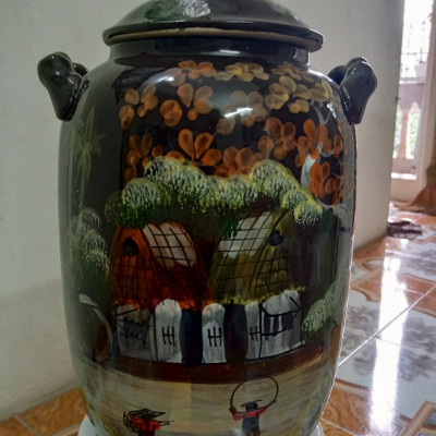 Hũ đựng rượu gạo nem nâu gốm sứ Bát Tràng loại 15L