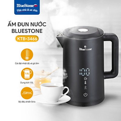 Ấm Đun Nước Siêu Tốc 2 Lớp BlueStone KTB-3466 (1.5 Lít - 1850-2200W ) - Nút cảm ứng - Đèn LED hiển thị nhiệt độ - Bảo hành 2 năm - Hàng chính hãng