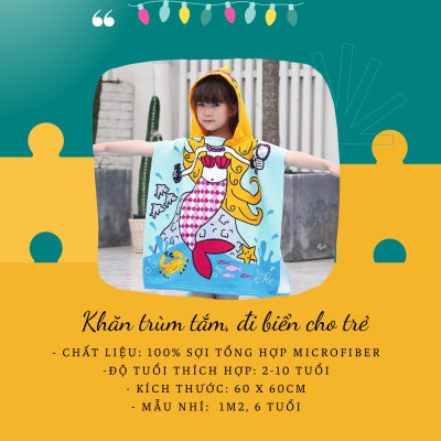 Khăn Choàng Đi Biển Nón Chùm Đầu Trẻ Em