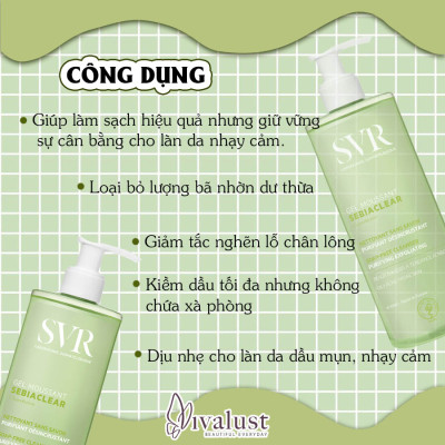 Gel Rửa Mặt Và Tẩy Tế Bào Chết SVR Sebiaclear Gel Moussant (55ml) - VIVALUST COSMETICS