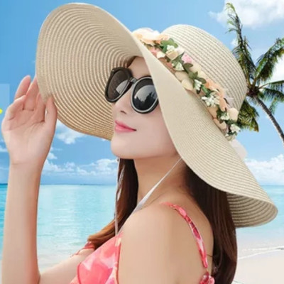 Nón rộng vành đi biển đẹp Mũ rộng vành đi biển Mũ cói đi biển rộng vành chống tia UV Panama thời trang Hàn Quốc dona21040809