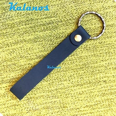 Móc khóa da bò cao cấp đơn giản & sang trọng màu đen Kalanos KMKN110-Den, Móc khóa da bò xịn thanh lịch thời trang