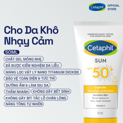 Combo 3 Bước Cetaphil Chăm Da Dịu Lành: Sữa rửa mặt 500ML + Kem dưỡng ẩm 50G + Gel chống nắng SPF50+