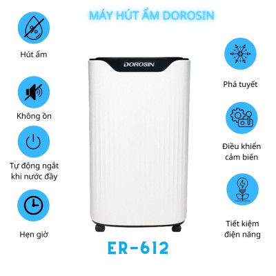 Máy hút ẩm gia dụng chính hãng Dorosin Airko 614 hàng chính hãng (15-35m2)/Công suất hút ẩm 14 lít /ngày - Cảm biến điện tử thông minh - Độ ồn thấp