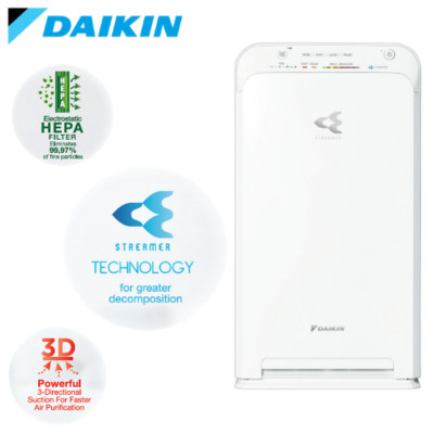 Máy Lọc Không Khí Daikin MCK55TVM6 Công nghệ Streamer 3C Tích Hợp Ion Plasma Lõi Lọc Tuổi Thọ Lên Đến 10 Năm, Diệt Khuẩn Và Lọc Sạch 99,97% Bụi Bẩn, Diện Tích Sử Dụng 40 m2, Công Suất 58W - Hàng Chính Hãng