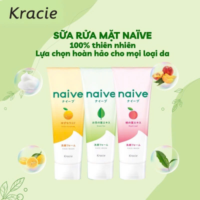 Sữa Rửa Mặt Sạch Sâu Chiết Xuất Quả Thanh Yên Và Ceramide Kracie Naive Face Wash (Yuzu Ceramide) - Tuýp 130G