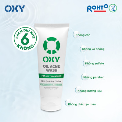 Sữa rửa mặt cho nam Oxy sạch dịu nhẹ, kiềm dầu dạng kem Oxy Oil Acne Wash 100g