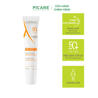 Kem Chống Nắng Dành Cho Da Nhạy Cảm A-derma Protect Invisible Fluid SPF50+ 40ml
