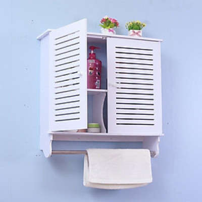 Tủ nhà tắm treo tường 2 cánh lớn TKNT01 - Kệ lắp ráp treo (dán) tường nhà tắm ( 50x40x17cm)