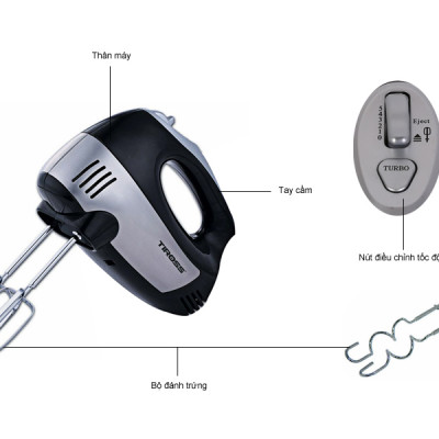 Máy đánh trứng Tiross TS5400 - Đen - Hàng chính hãng