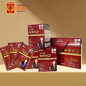Hộp 10 gói Chiết Xuất Nhung Hươu Và Hồng Sâm Hàn Quốc 6 Năm Tuổi