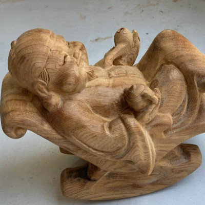 TƯỢNG ÔNG THƯƠNG GIA BẰNG GỖ NGỌC AM THƠM NỨC KT 15×11×8cm