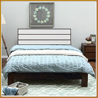 Giường ngủ gỗ sồi Juno sofa màu nâu óc chó nang ngang trắng 