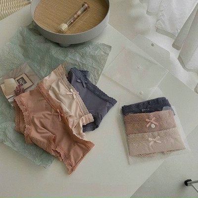 SET 3 QUẦN LÓT THUN LẠNH PHỐI NƠ VIỀN REN BẮT MẮT SIÊU HOT TỪ 40-55KG DÀNH CHO NỮ