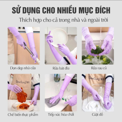 Bộ 20 Chiêc găng tay cao su dài 35,5cm Rửa Bát, Chống Nước, Không Mùi - HÀNG CHÍNH HÃNG MINIIN