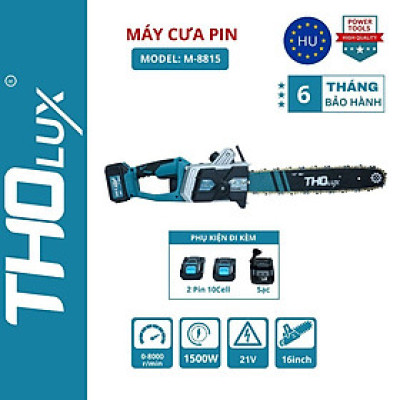 Máy cưa xích pin Tholux M-8815 1500W, Chiều dài lam 16inch, pin 10cell