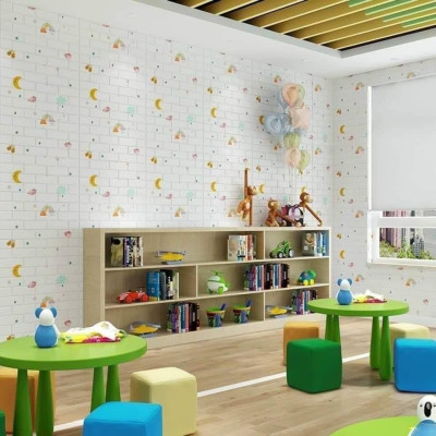 Bộ 15 Tấm Xốp Dán Tường Hoạt Hình Dễ Thương, Kích Thước 70cm x 77cm
