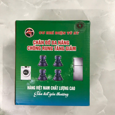 Combo 4 đế chống rung máy giặt + Sét 3 móc dán tường vàng tài lộc HT SYS