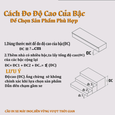 CẦU ĐI XE MÁY INOX . kt 75x40cm