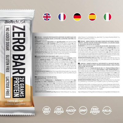 Bánh Protein Biotech USA Zero Bar (50g, 20 bánh), Bánh Bổ Sung Protein giúp Phục Hồi Phát Triển Cơ