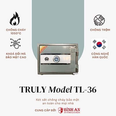 Két Sắt Chống Cháy Gia Đình TRULY TL-36 Chống Cháy, Chống Trộm Công Nghệ Hàn Quốc 55kg Bảo Hành 5 Năm - Hàng Chính Hãng 