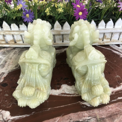 Cặp Tỳ Hưu phong thủy đá ngọc Onyx - Dài 20 cm