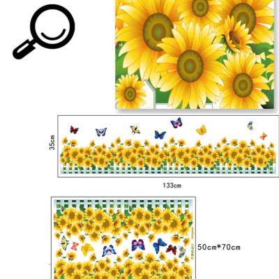 Decal Dán Chân Tường Hàng Rào Hoa Hướng Dương
