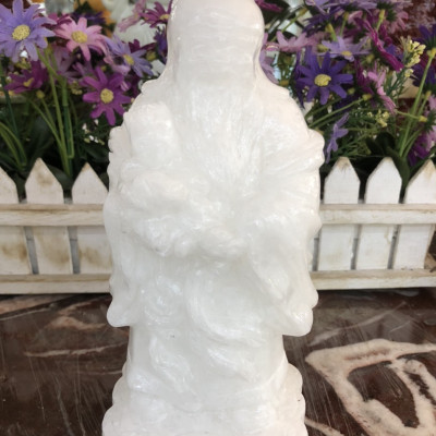 Bộ tượng Tam Đa Phúc Lộc Thọ phong thủy đá cẩm thạch trắng - Cao 20 cm