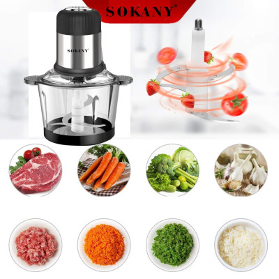 Máy xay thịt đa năng cối xay thủy tinh 2L, công suất cao 800W xay nhuyễn mọi thực phẩm SOKANY SK7025A - HÀNG CHÍNH HÃNG