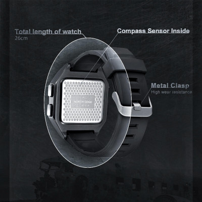 Đồng Hồ Kỹ Thuật Số 50M Nam North Edge Kim Loại La Bàn Giờ Thế Giới Có Bấm Giờ Chống Nước