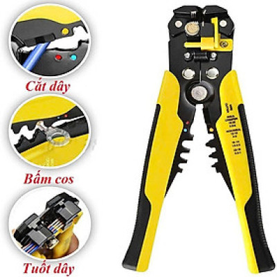 Kìm Tuốt Dây Điện Tự Động - Cắt Dây, Bấm Cos Đa Năng Tiện Lợi Cho Thợ Điện Và Gia Đình