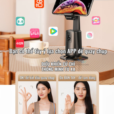 Chân kẹp AI theo dõi chủ thể cho điện thoại để livestream, quay Video HighTechGate A200, hàng chính hãng