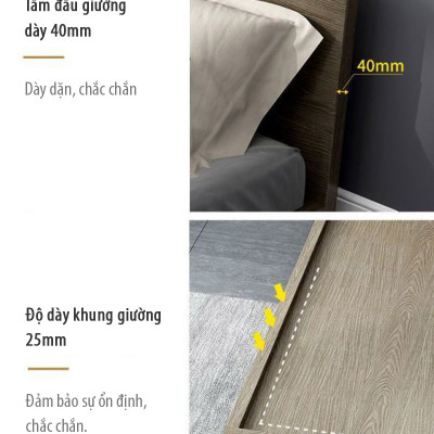 Giường Ngủ Tatami Bệt Phong Cách Nhật Màu Vân Vải SIB Decor GN26